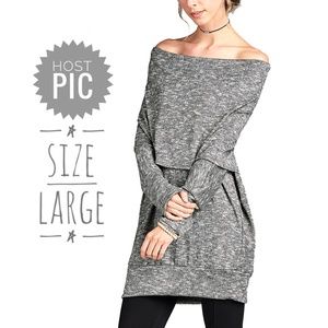 Love Kuza Dark Gray Off-Shoulder Tunic Large